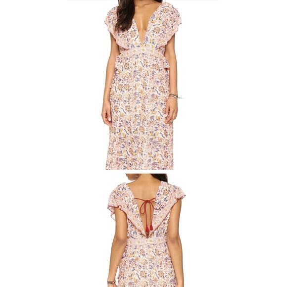 Saylor molly maxi dress v-neck pink red floral printed sexy dress XS - Picture 1 of 10